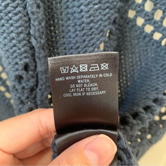 Anthropologie Angel of the North Graduated Diamond Navy Knit Cardigan Preppy Xs - Picture 7 of 12